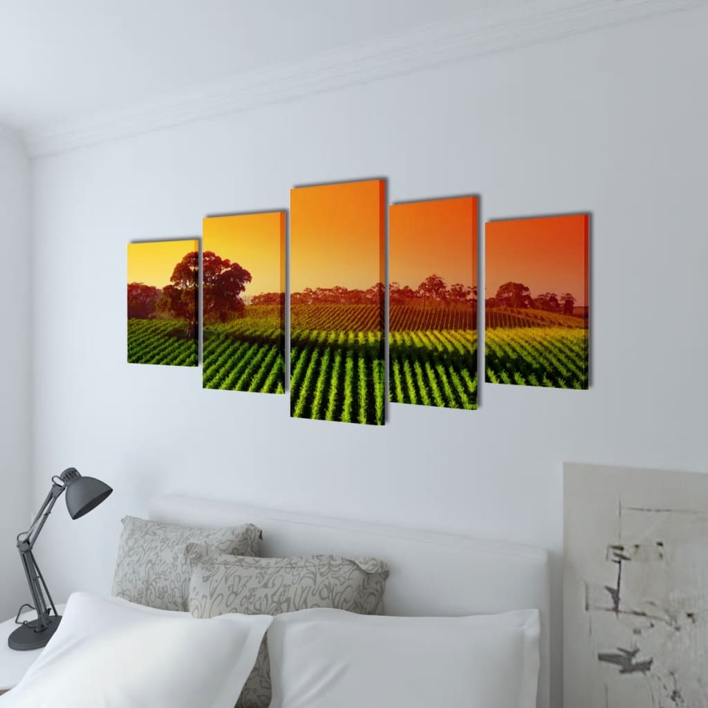 VidaXL Leinwandbild-Set „Felder“ 200 x 100 cm