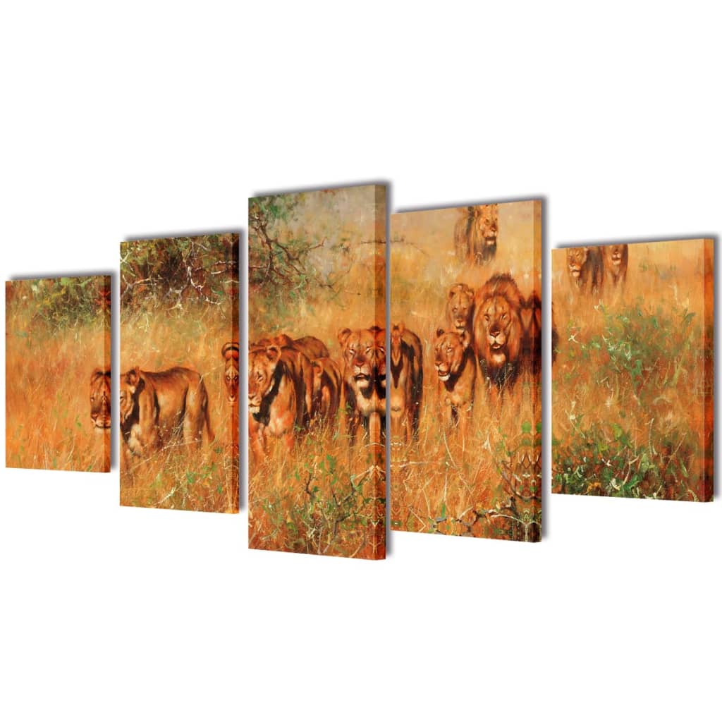VidaXL Leinwandbild-Set Löwe 100 x 50 cm