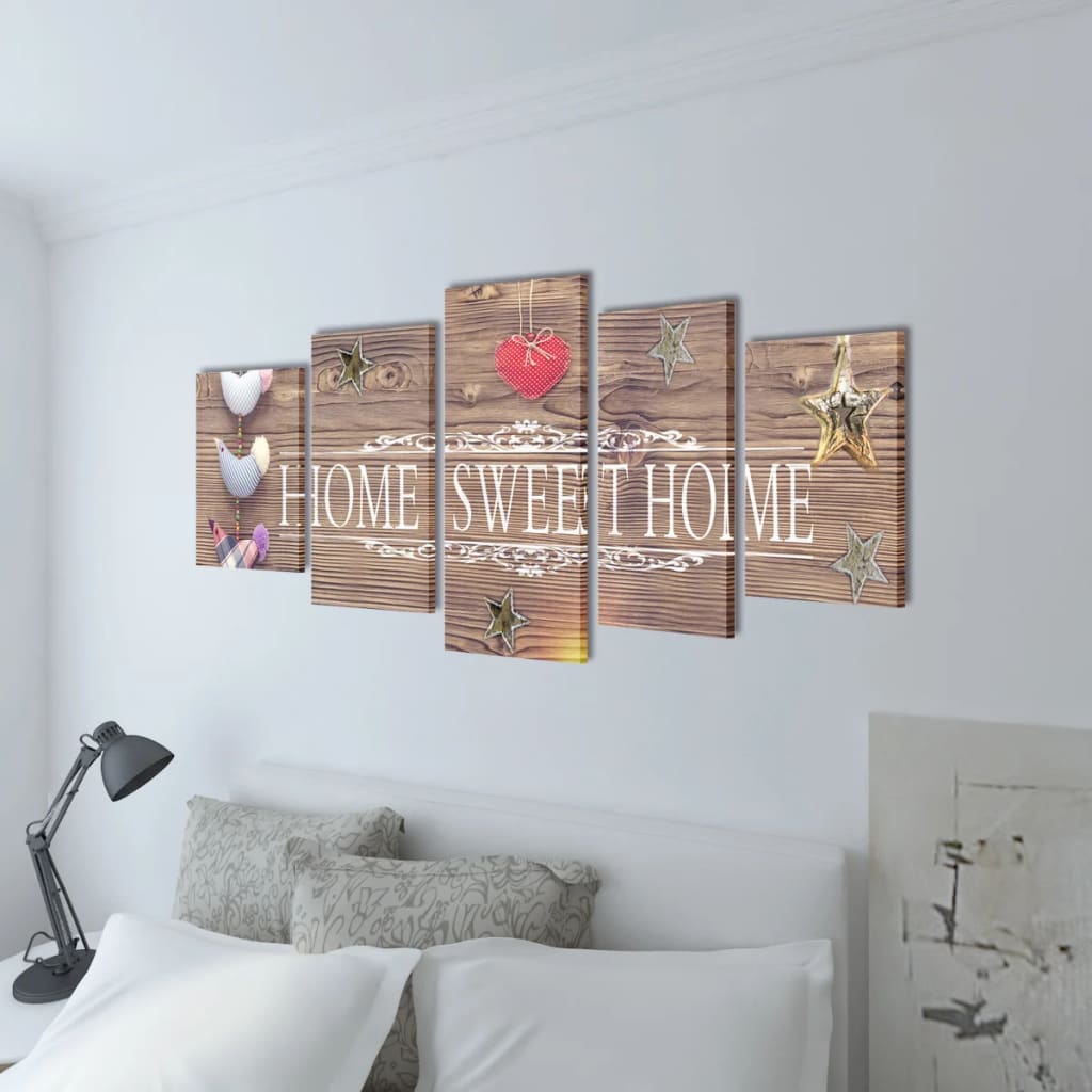 VidaXL Leinwandbild-Set „Zuhause ist es am schönsten“ 100 x 50 cm