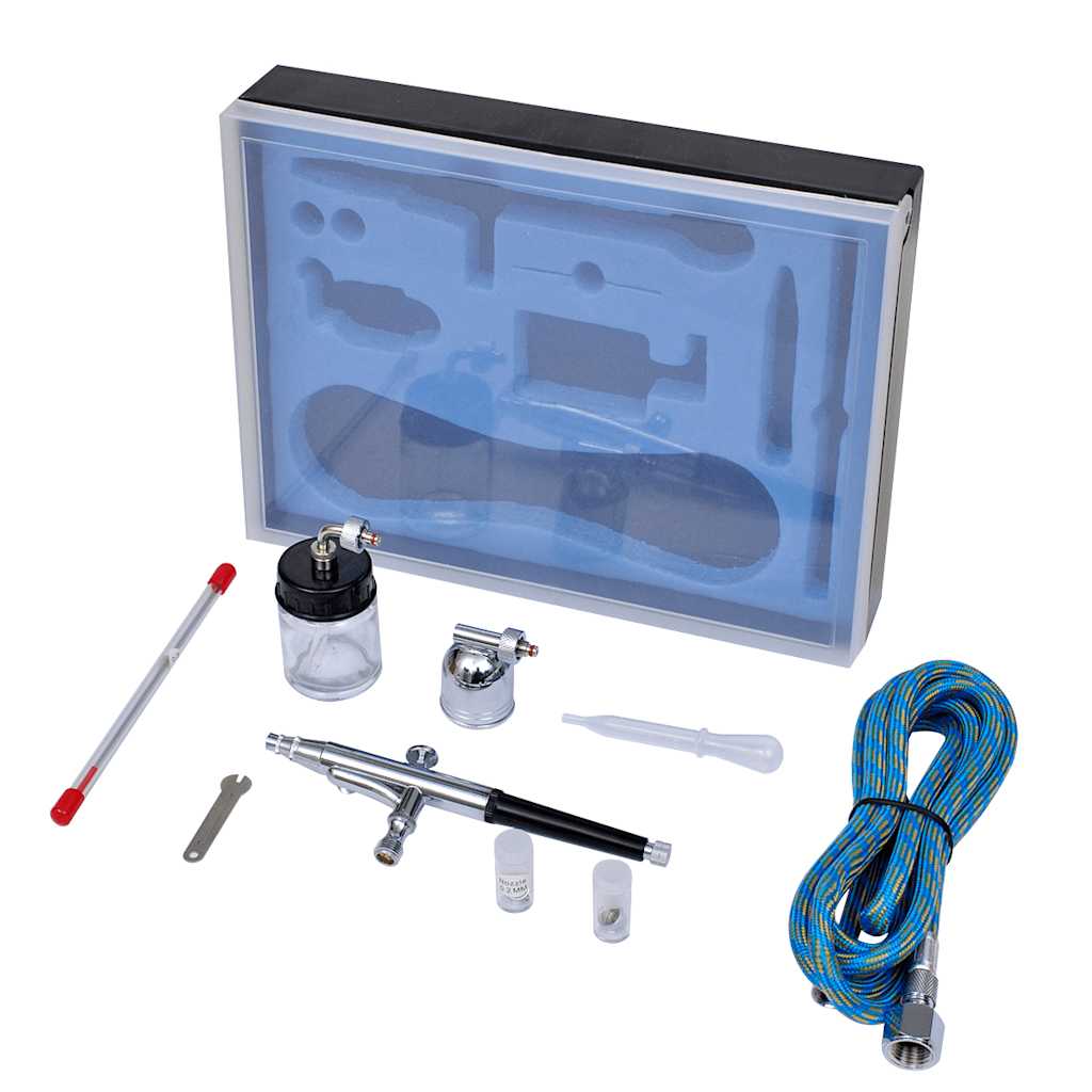 Vidaxl airbrush set met glazen beker 0,2 0,3 0,5 mm mondstukken