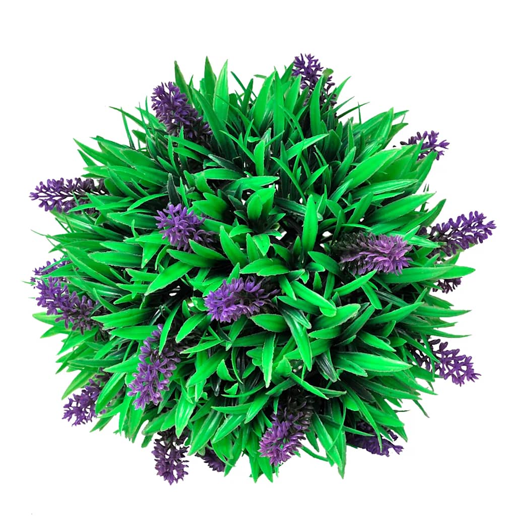 VidaXL 2-teiliges künstliches Buchsbaum-Set, kugelförmig mit Lavendel, 28 cm