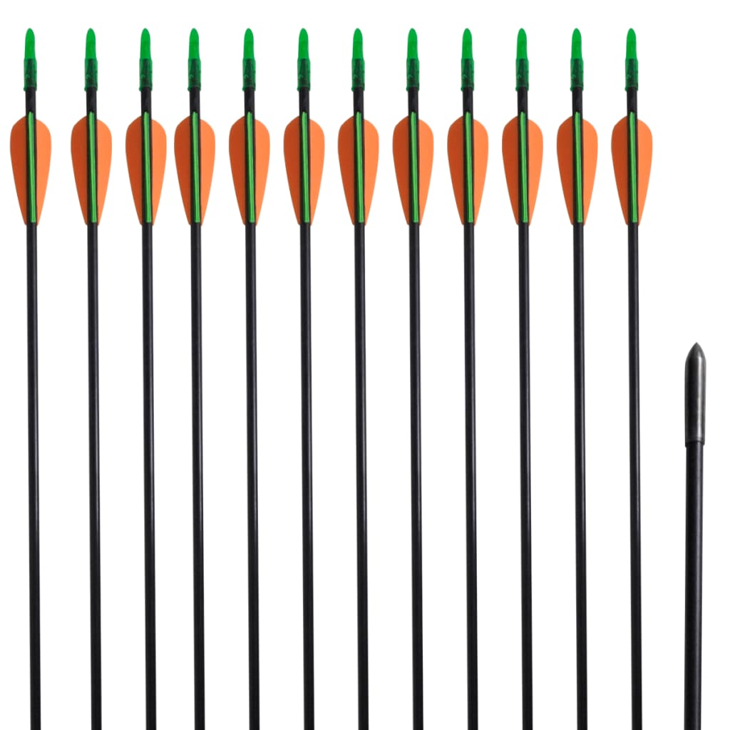 VidaXL Recurve-Bogenständer mit Pfeilen, 30 Zoll, 0,6 cm, Fiberglas, 12-teilig