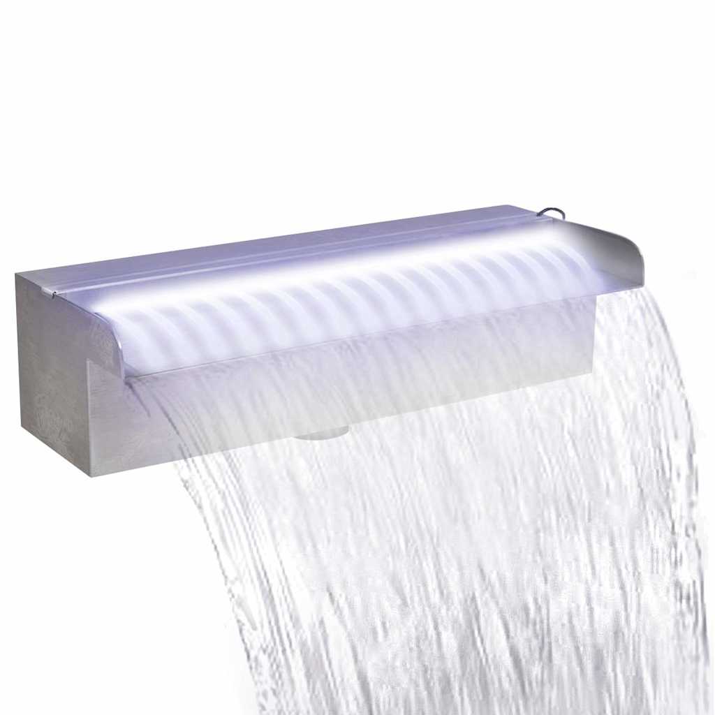 VidaXL LED-Poolwasserfall, rechteckig, 30 cm, Edelstahl