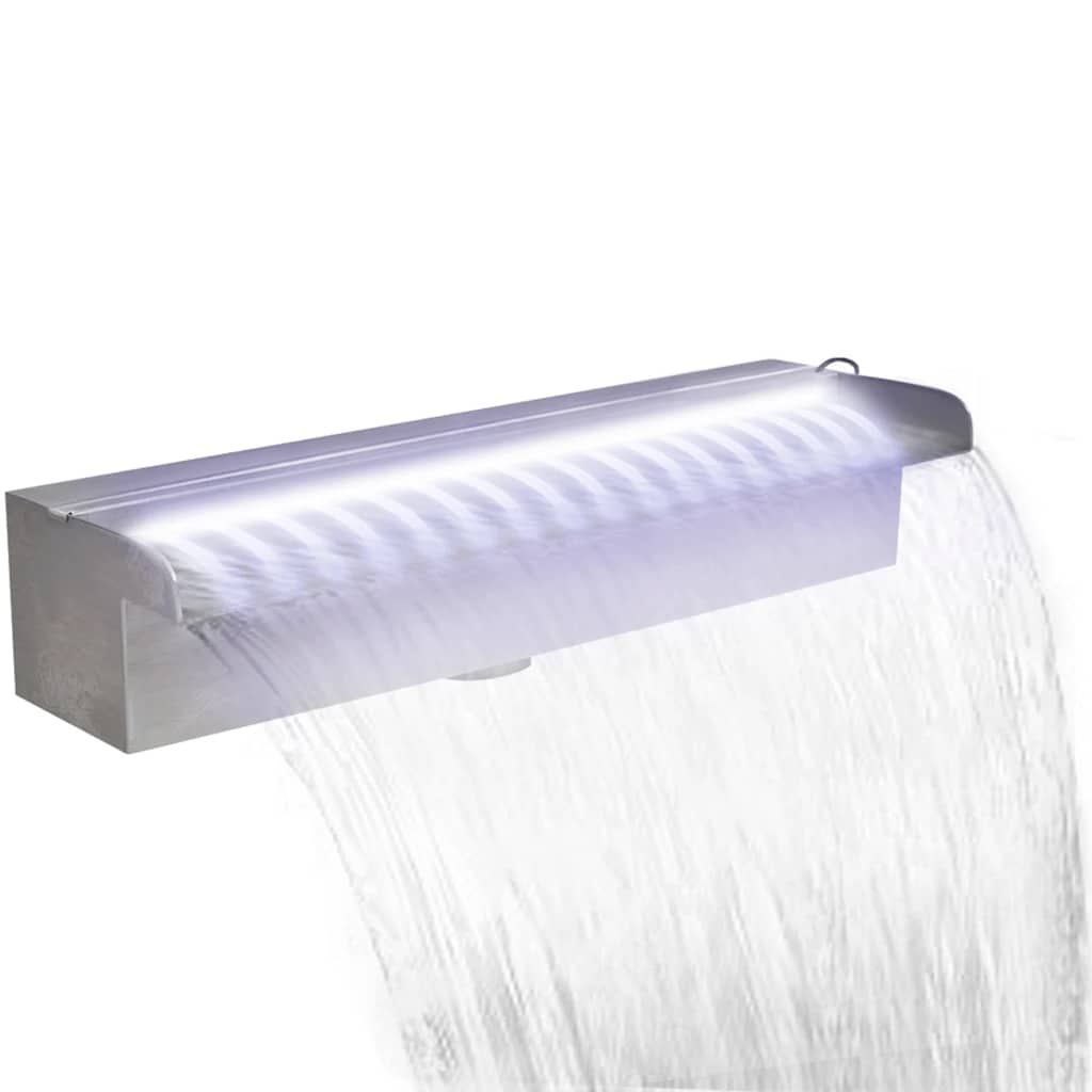 VidaXL LED-Poolwasserfall, rechteckig, 45 cm, Edelstahl
