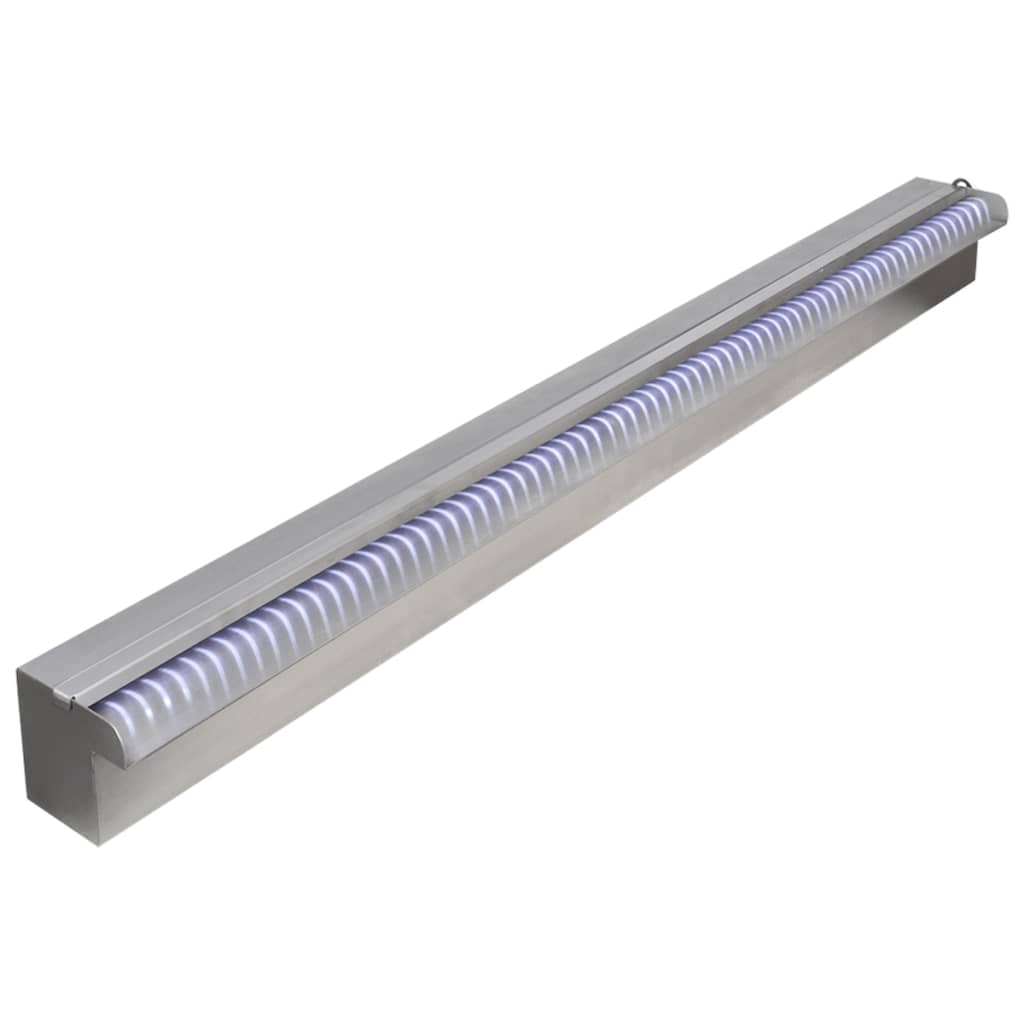 Vidaxx Pool-Wasserfall mit LEDs, gerade, 90 cm, Edelstahl