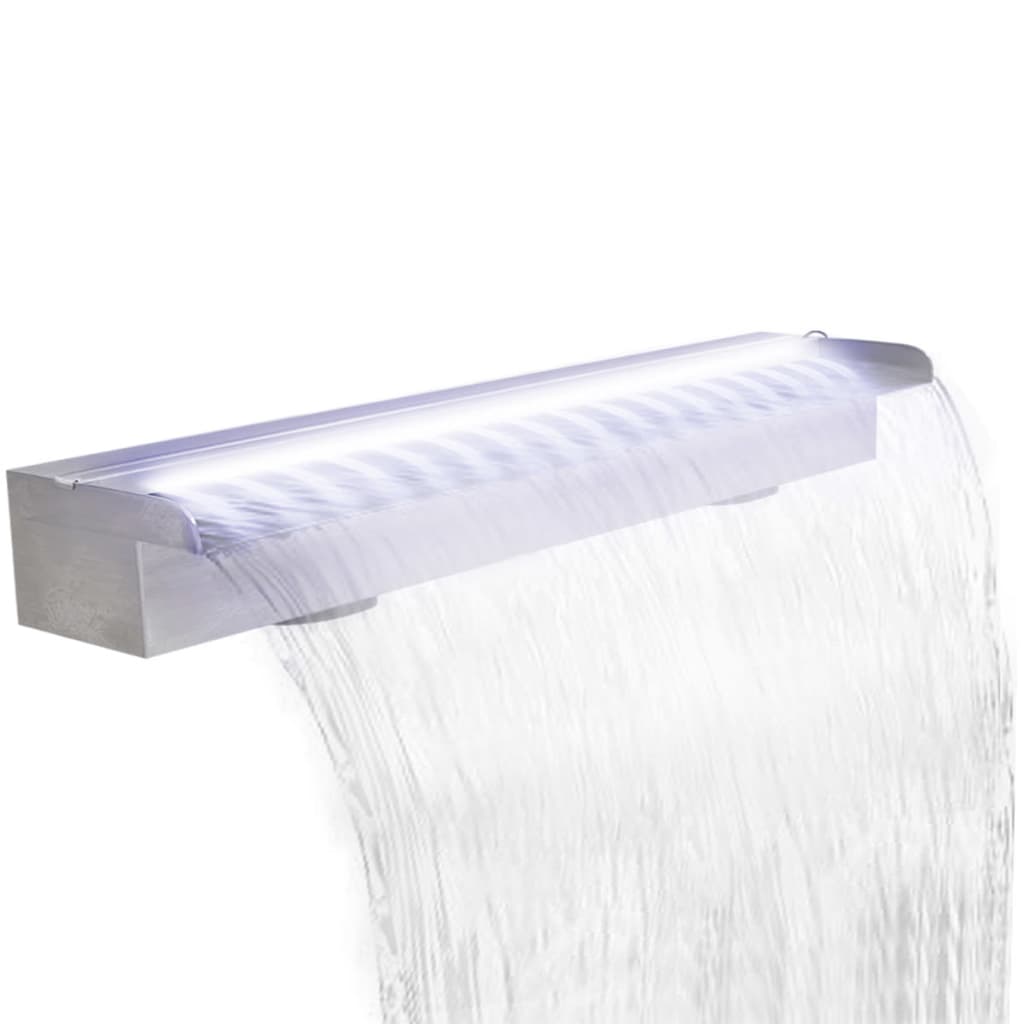 Vidaxx Pool-Wasserfall mit LEDs, gerade, 90 cm, Edelstahl