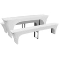 VidaXL Biertisch- und Bankhussen, Stretch, Weiß, 3-teilig, 220 x 70 x 80 cm