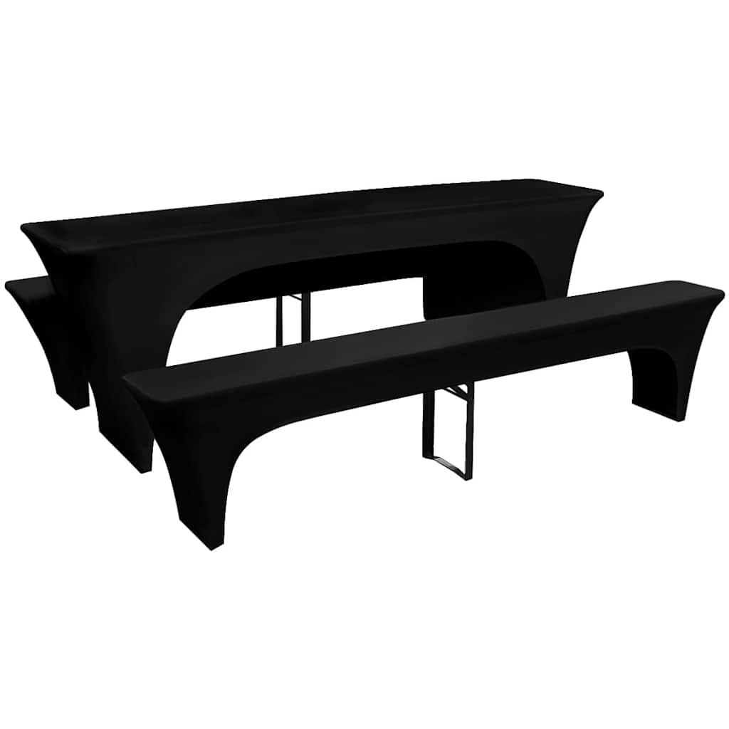 VidaXL Schutzhülle für Biertische und Bänke, 225 x 50 x 80 cm, Stretch, Schwarz, 3-teilig