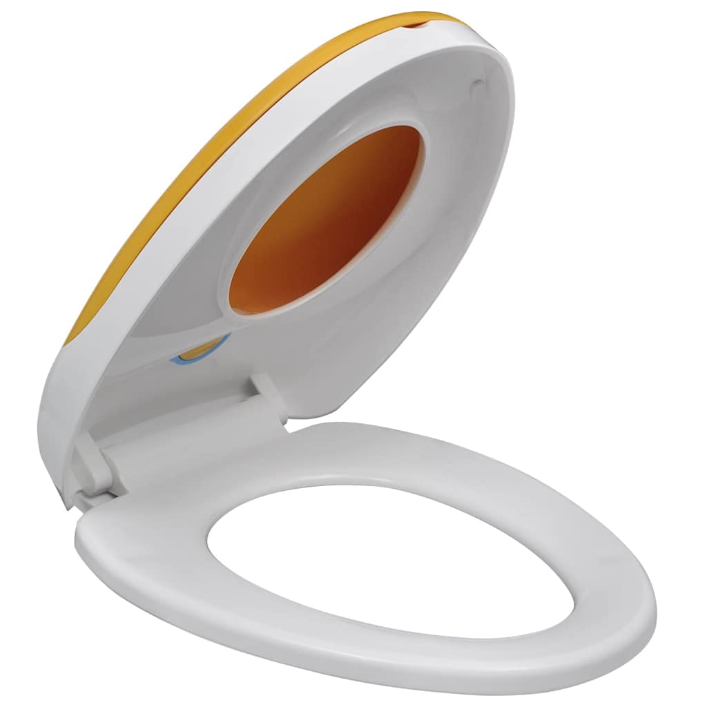 Vidaxl toiletbril voor volwassenen kinderen soft-close wit en geel