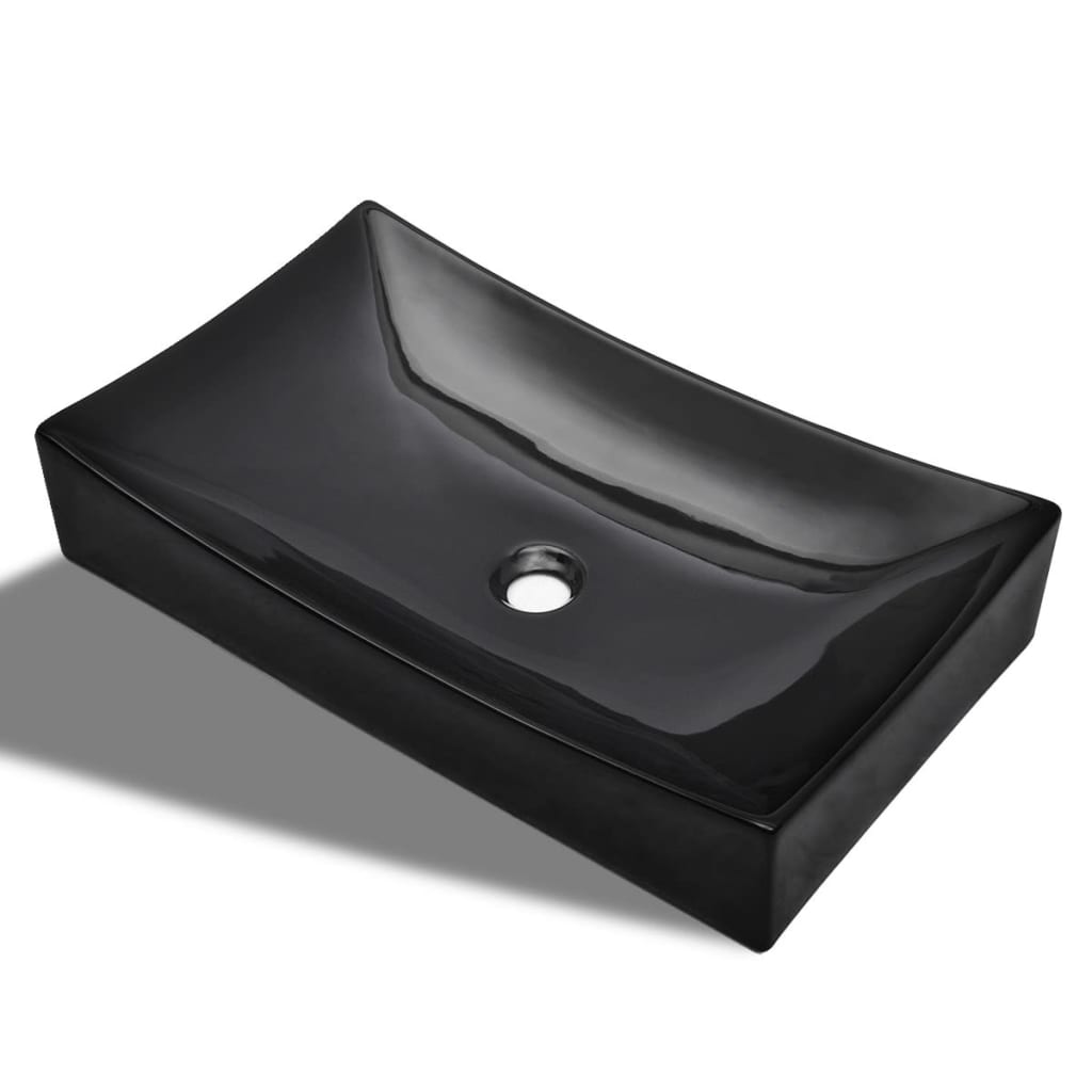 VidaXL Washbe, Keramik, Rechteck, Schwarz
