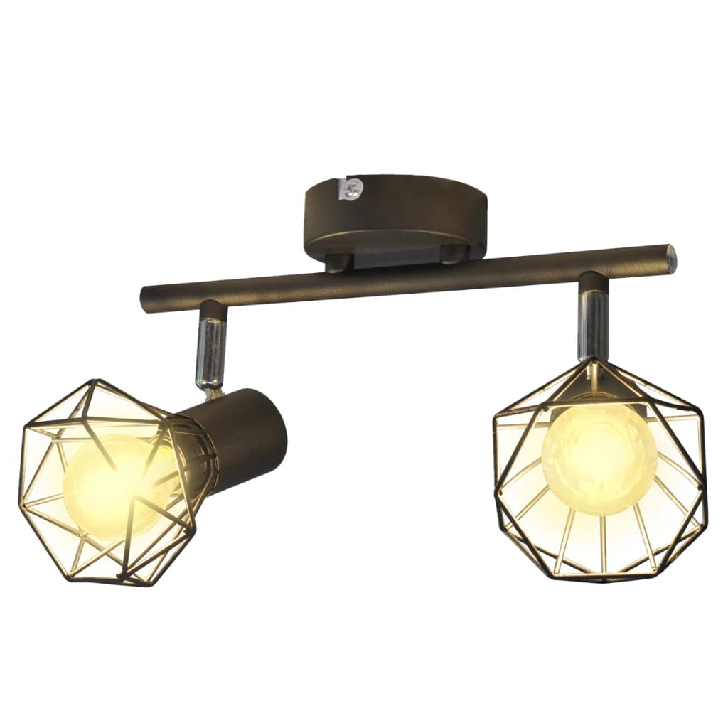 VidaXL Deckenleuchte mit 2 LEDs, Industriestil, Schwarz