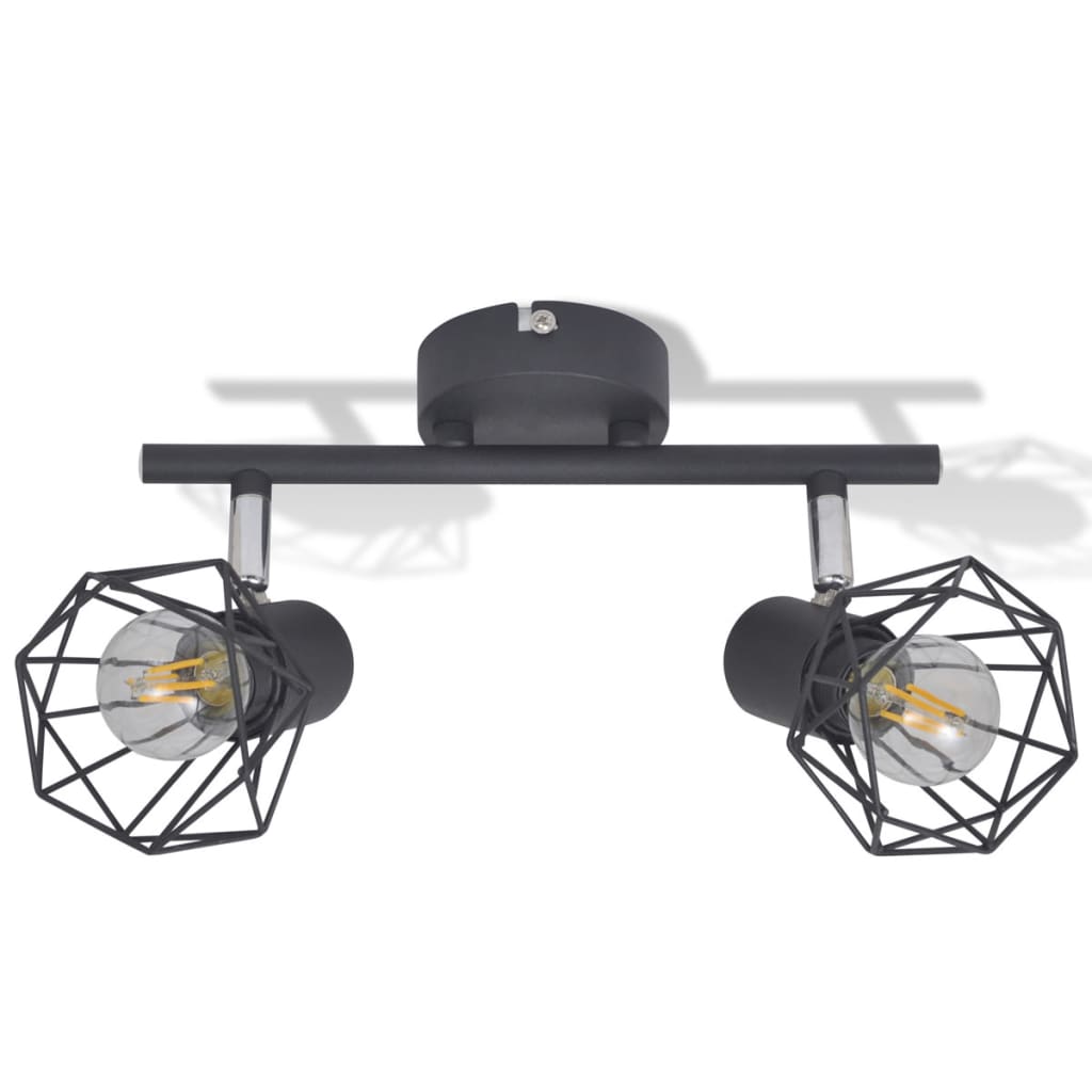 VidaXL Deckenleuchte mit 2 LEDs, Industriestil, Schwarz