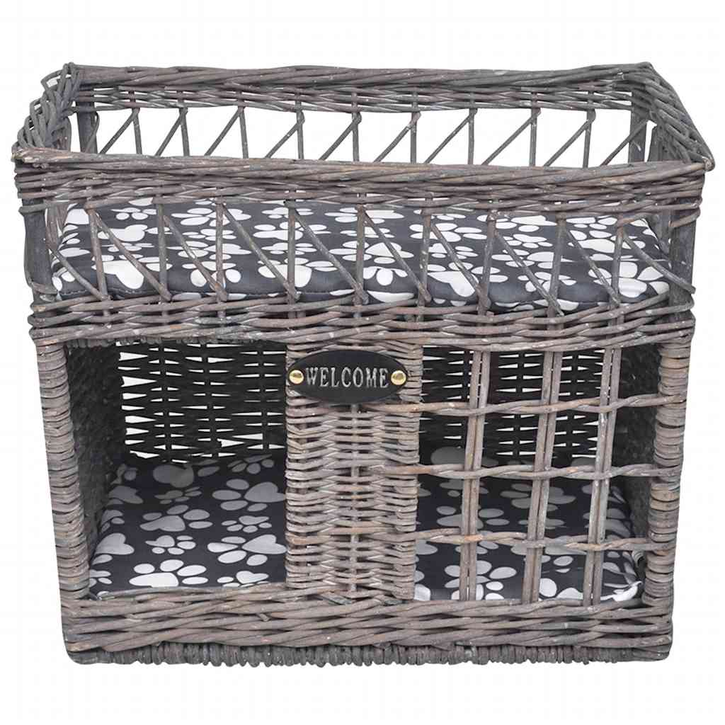 Vidaxl kattenbed huis krabpaal met kussen vierkant wilgen
