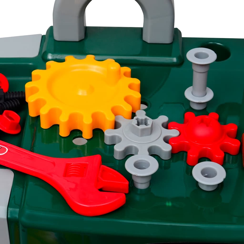 VidaXL Spielzeugwerkbank mit Werkzeugen fürs Kinderzimmer, Grün + Grau