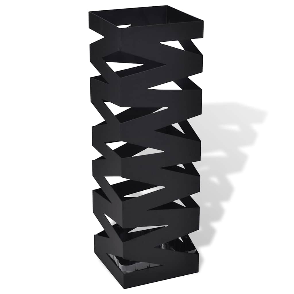 VidaXL Schirm- und Gehstockhalter, quadratisch, 48,5 cm, Stahl, Schwarz