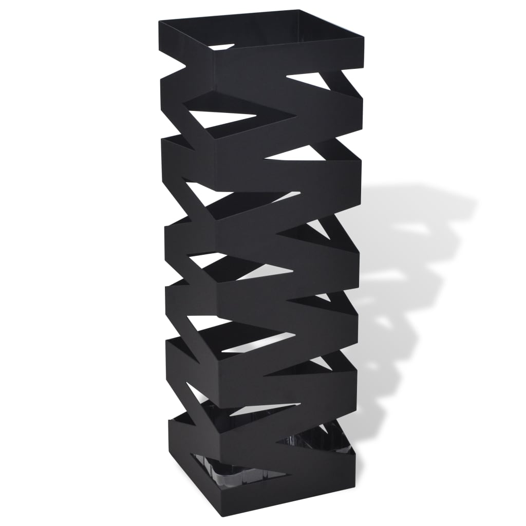 VidaXL Schirm- und Gehstockhalter, quadratisch, 48,5 cm, Stahl, Schwarz