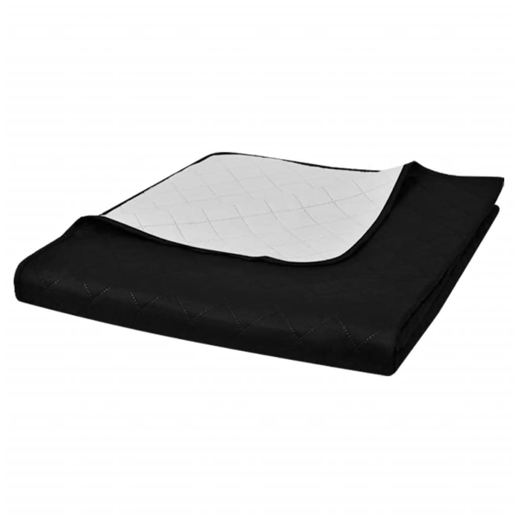 VidaXL Steppdecke, doppelseitig, 170 x 210 cm, Schwarz-Weiß