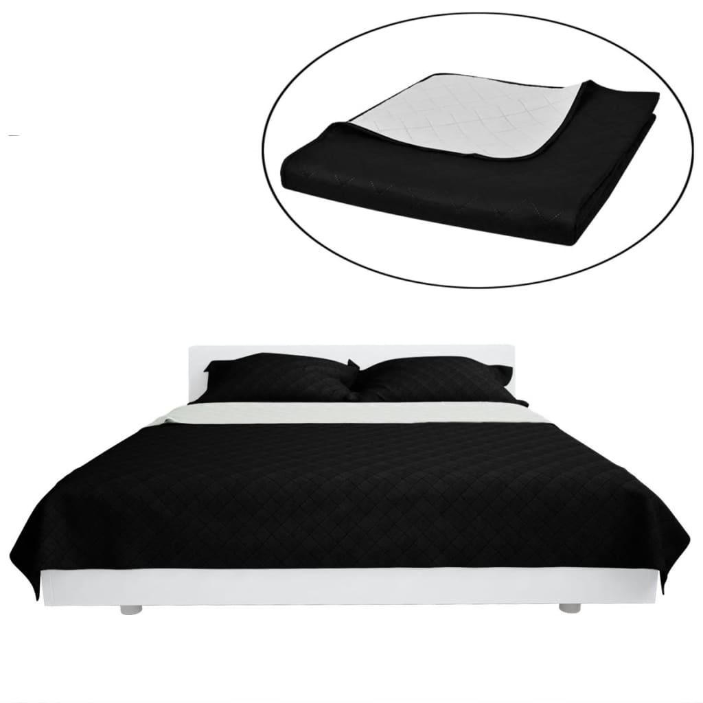 VidaXL Steppdecke, doppelseitig, 170 x 210 cm, Schwarz-Weiß
