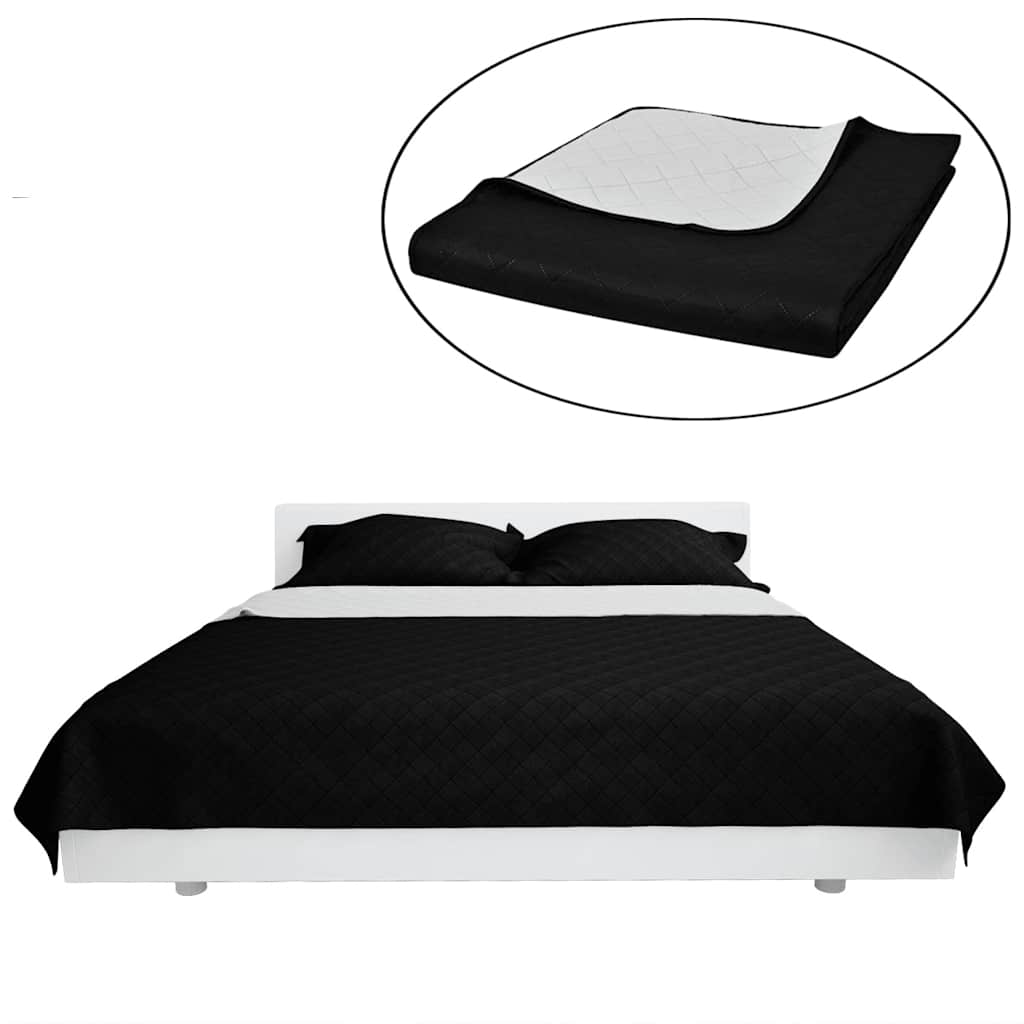 VidaXL Steppdecke, doppelseitig, 170 x 210 cm, Schwarz-Weiß