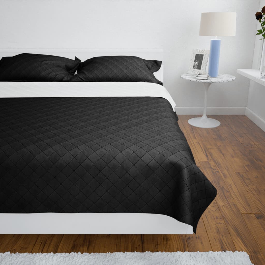 VidaXL Steppdecke, doppelseitig, 170 x 210 cm, Schwarz-Weiß