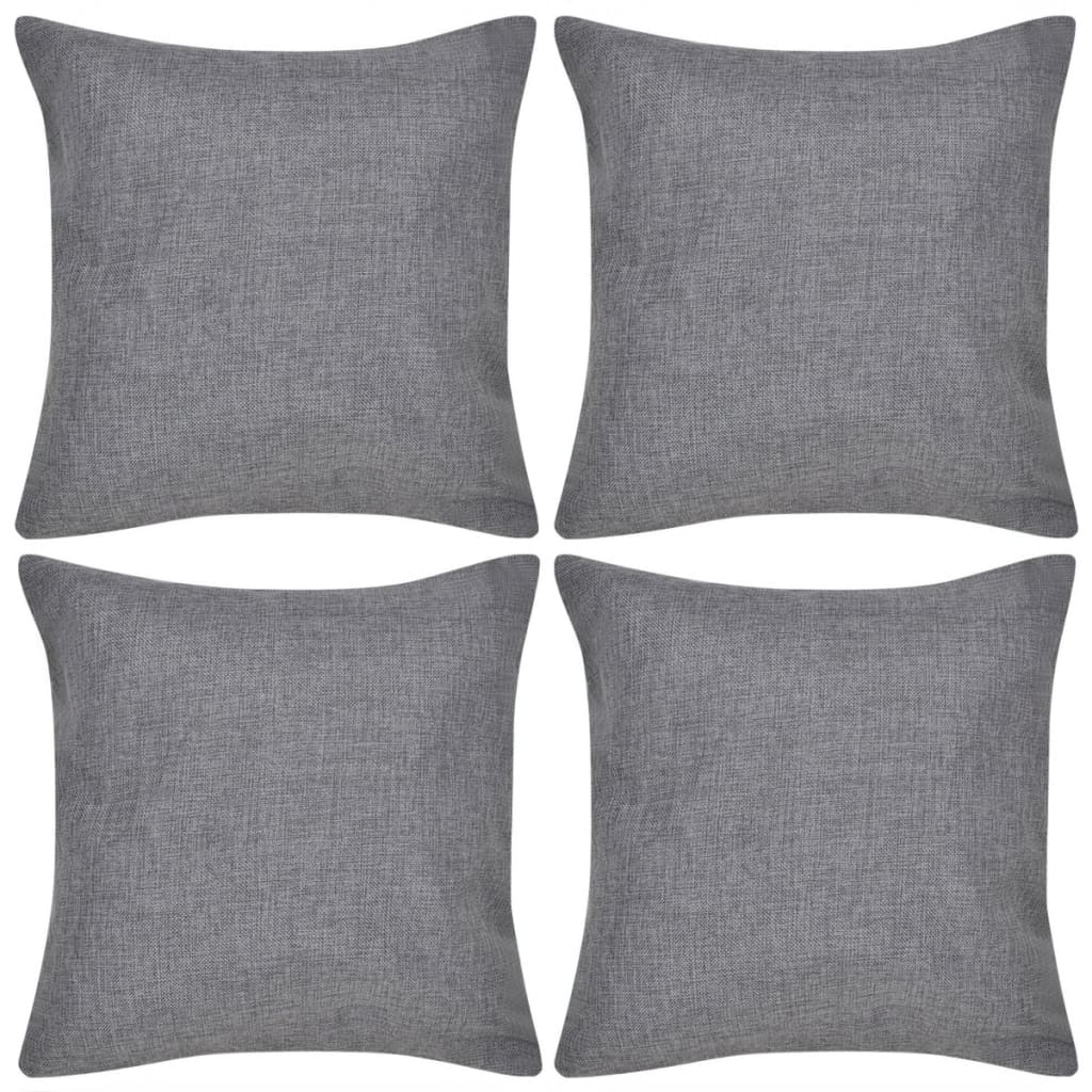 VidaXL Kissenbezüge in Leinenoptik, 40 x 40 cm, Anthrazit, 4er-Pack