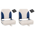 Vidaxl bootstoel 2 set met blauw-witte kussens inklapbaar