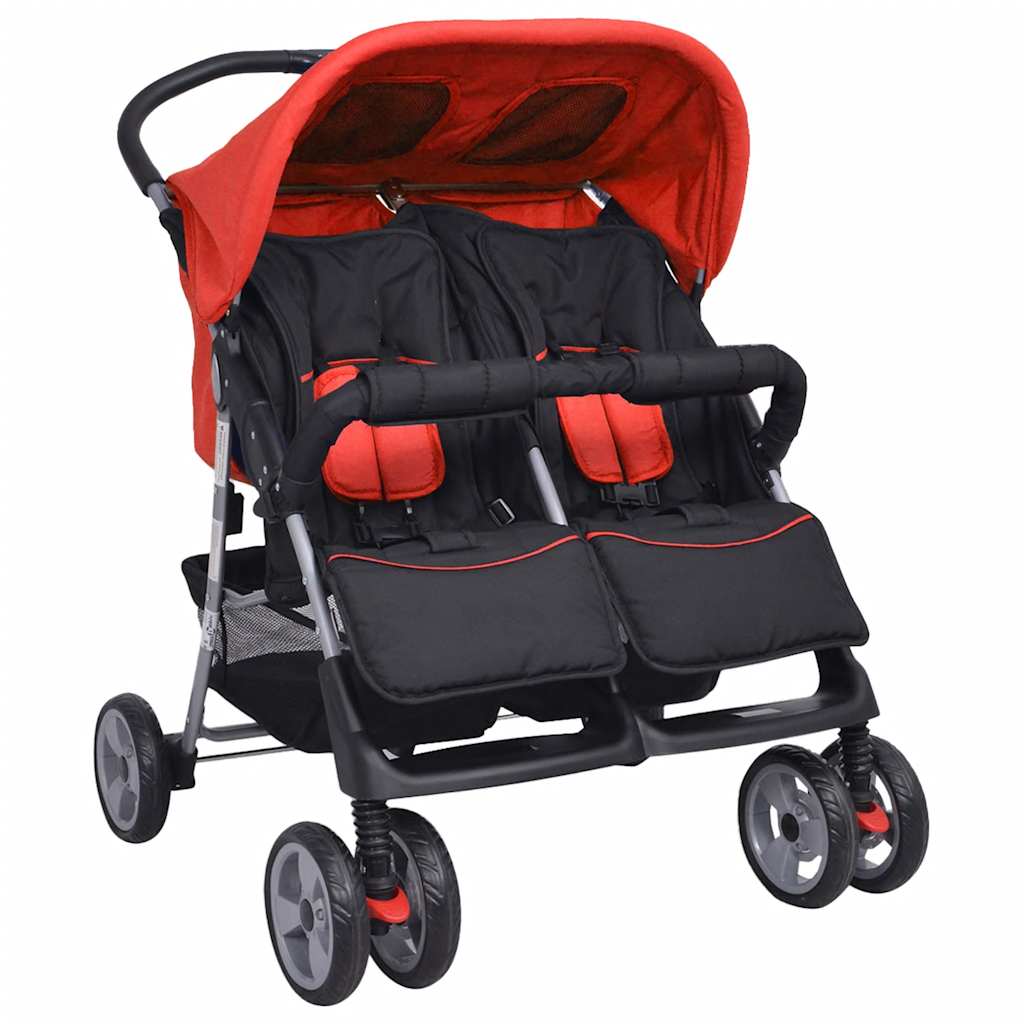 VidaXL Twin Car Stahl Rot und Schwarz