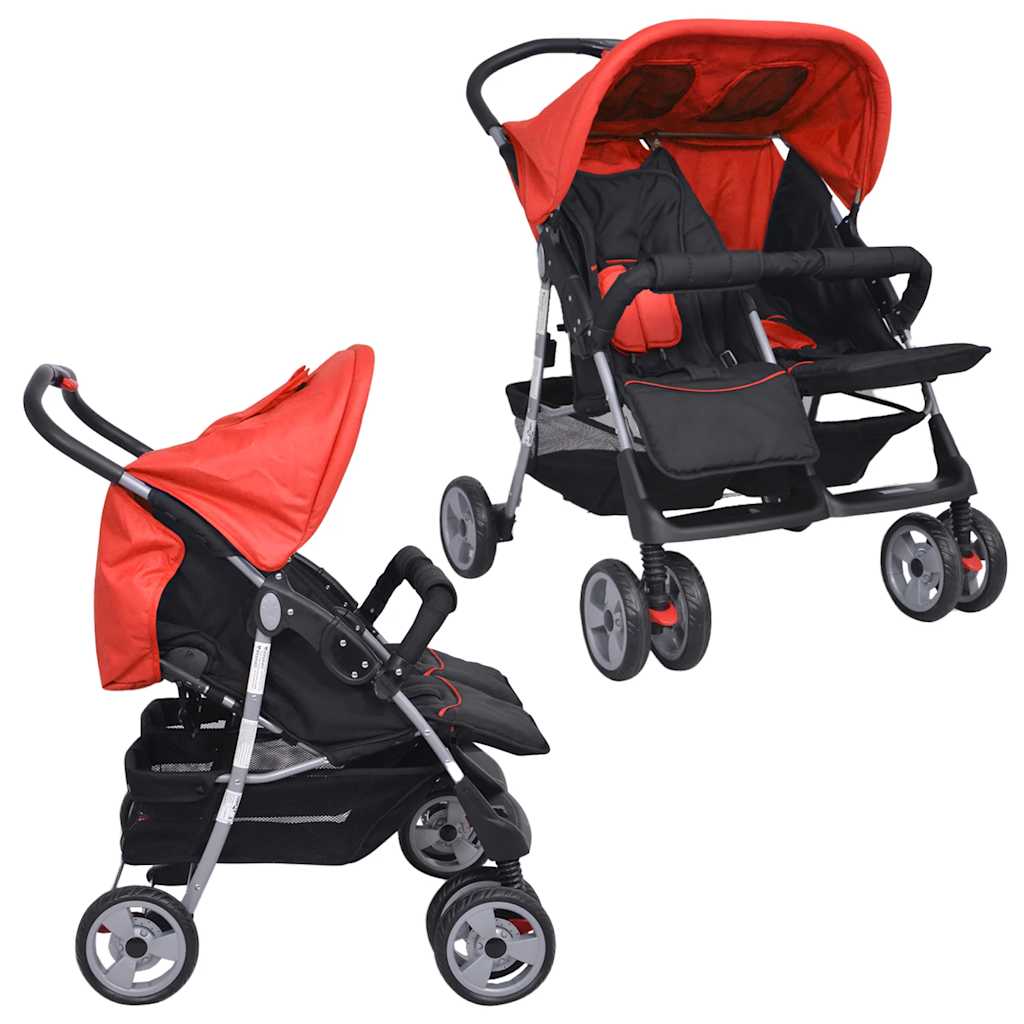 VidaXL Twin Car Stahl Rot und Schwarz