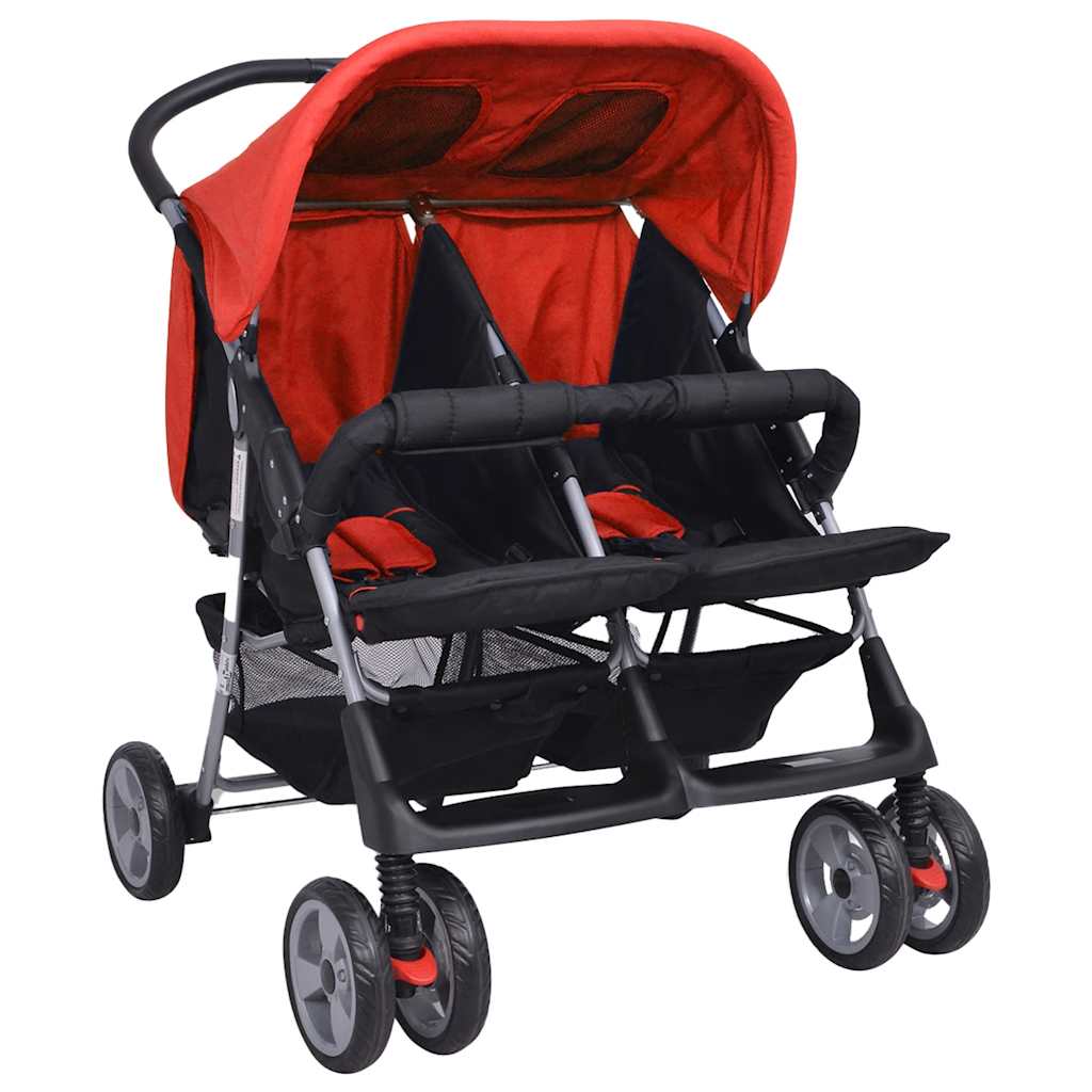 VidaXL Twin Car Stahl Rot und Schwarz
