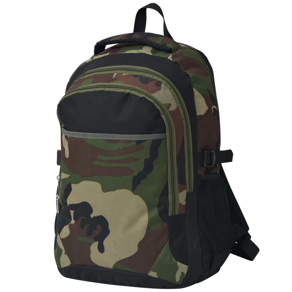 VidaXL Schulrucksack 40L Schwarz und Camouflage