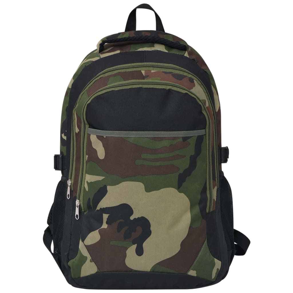 VidaXL Schulrucksack 40L Schwarz und Camouflage