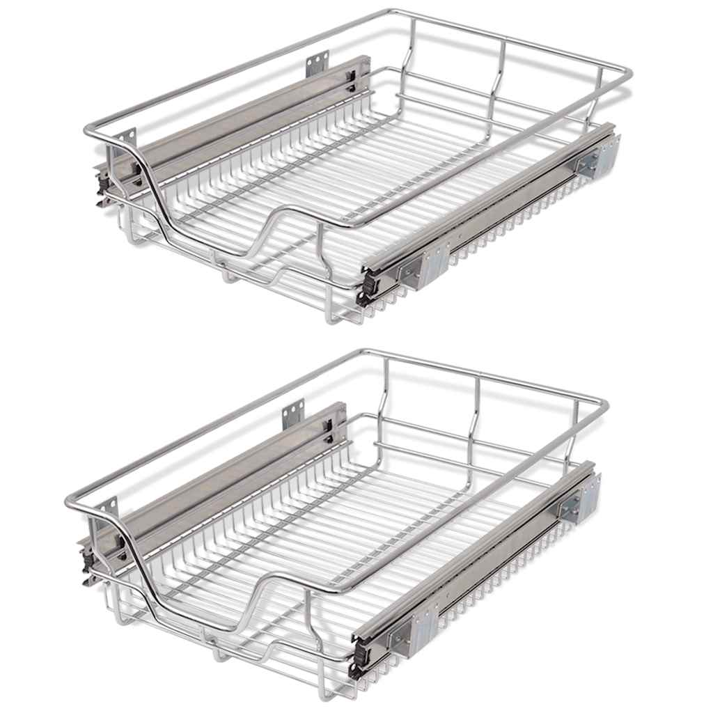 Vidaxl Drahtkörbe erstreckt sich 2 Stück 400 mm Silberfinish