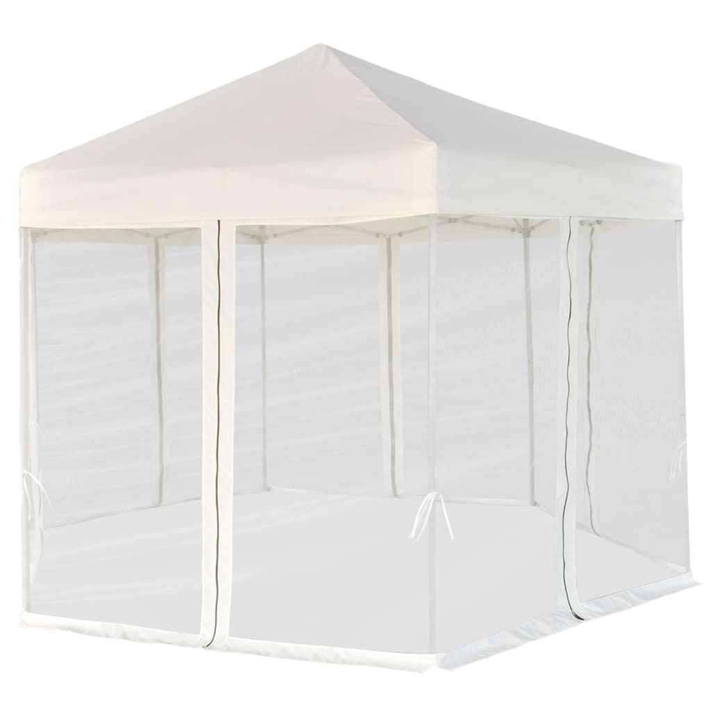 VidaXL Partyzelt, sechseckig, mit 6 Seitenwänden, 3,6 x 3,1 m, cremeweiß