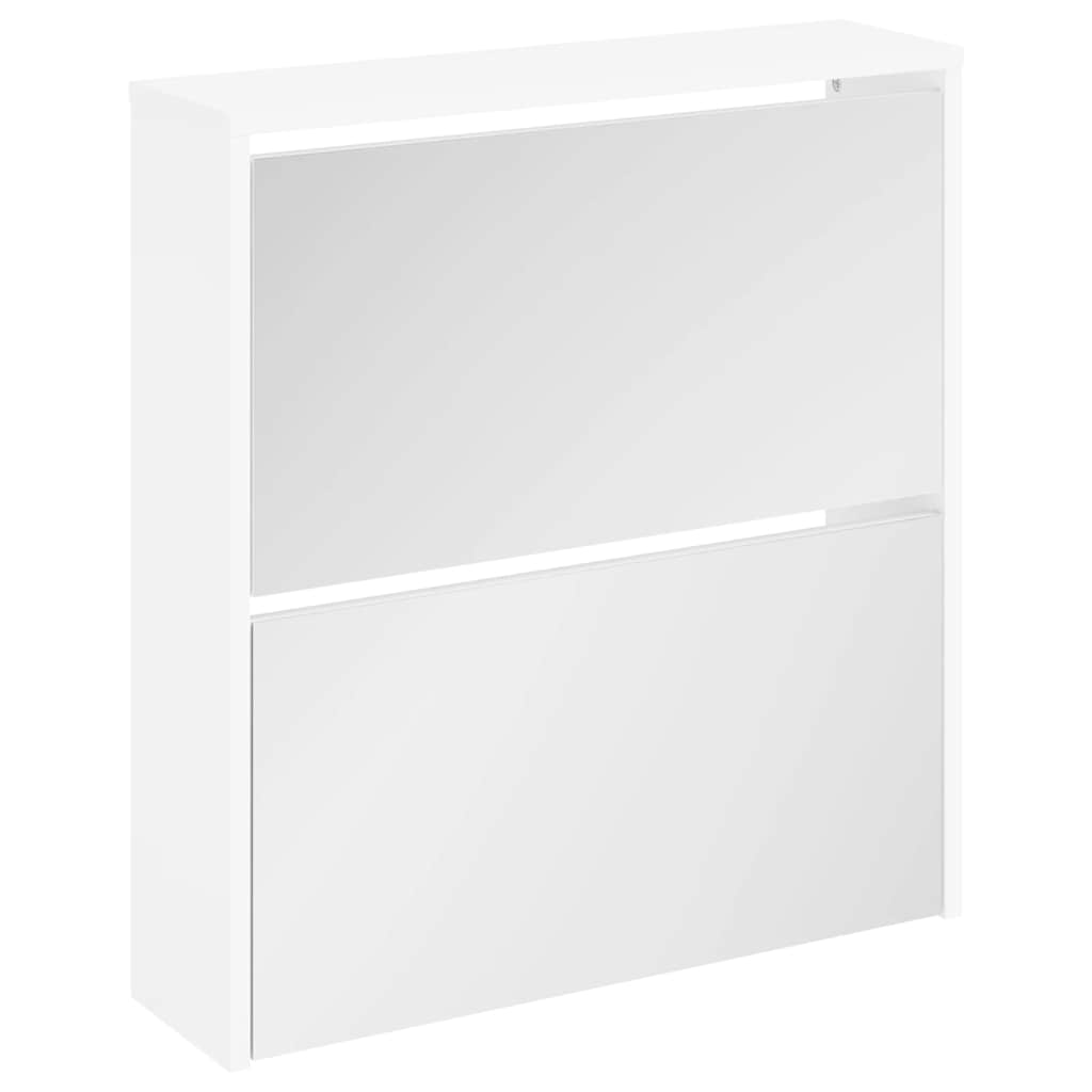 Vidaxl Schuhschrank zwei-Layer mit Spiegel 63x17x67 cm Weiß