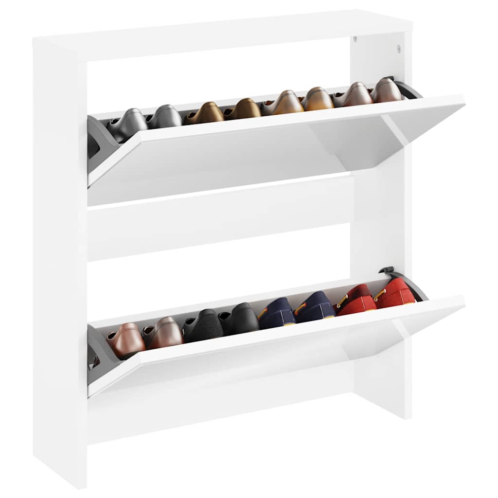 Vidaxl Schuhschrank zwei-Layer mit Spiegel 63x17x67 cm Weiß