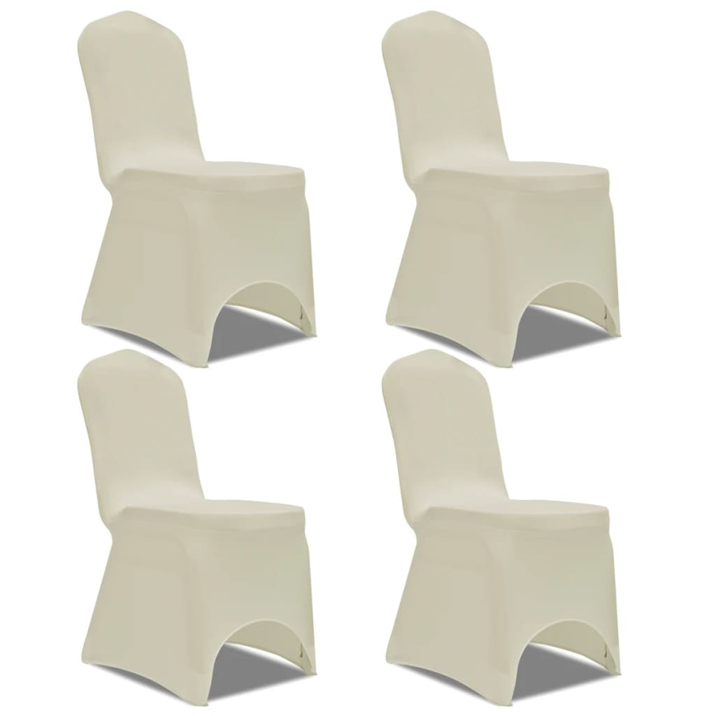 VidaXL Stretch-Stuhlhussen, 4-teilig, cremefarben