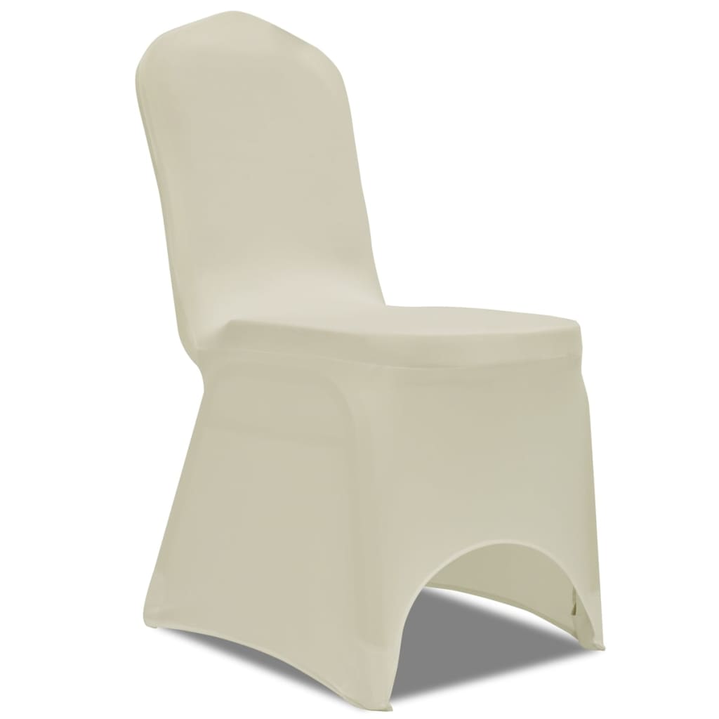VidaXL Stretch-Stuhlhussen, 4-teilig, cremefarben