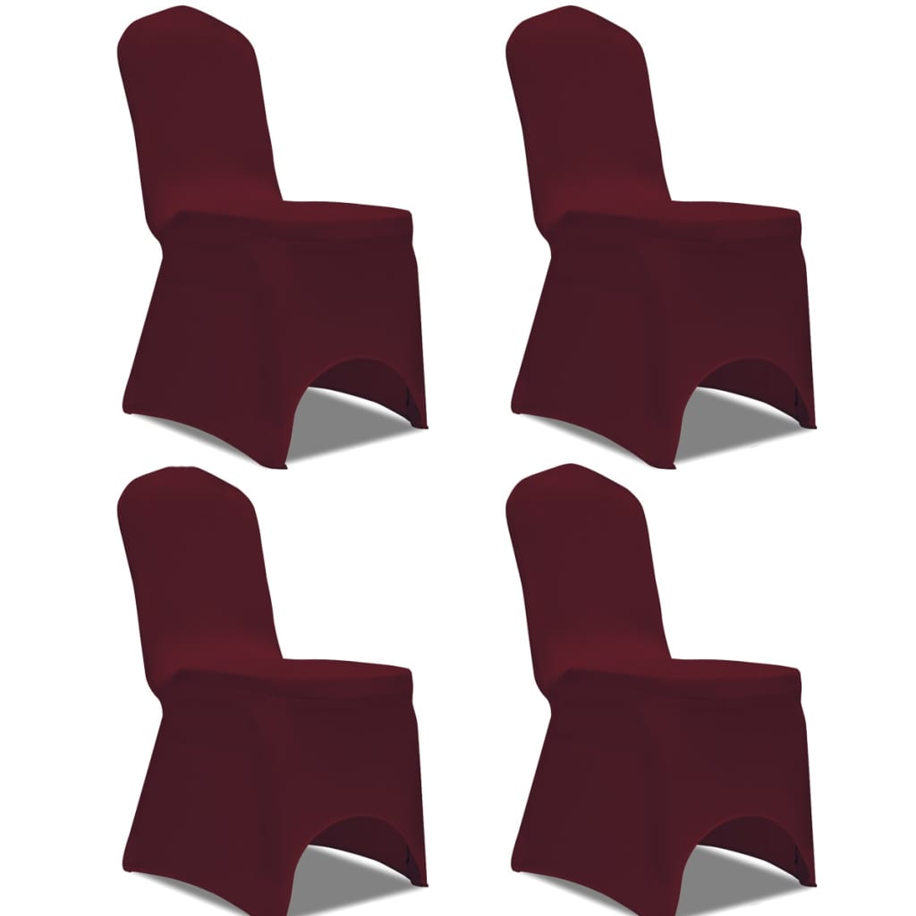VidaXL Stuhlhussen Stretch 4er-Set Bordeaux
