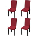 VidaXL Stuhlhussen, 4-teilig, Stretch, gerade, Bordeaux