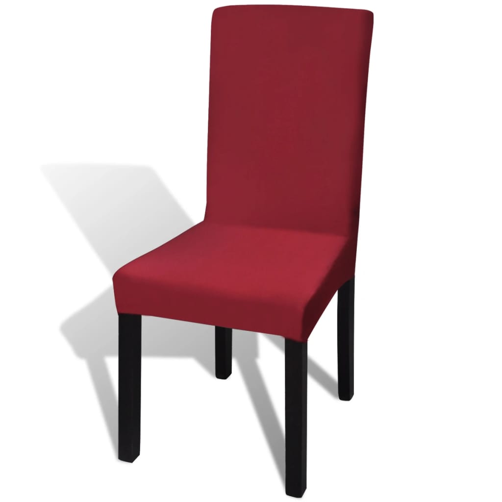 VidaXL Stuhlhussen, 4-teilig, Stretch, gerade, Bordeaux