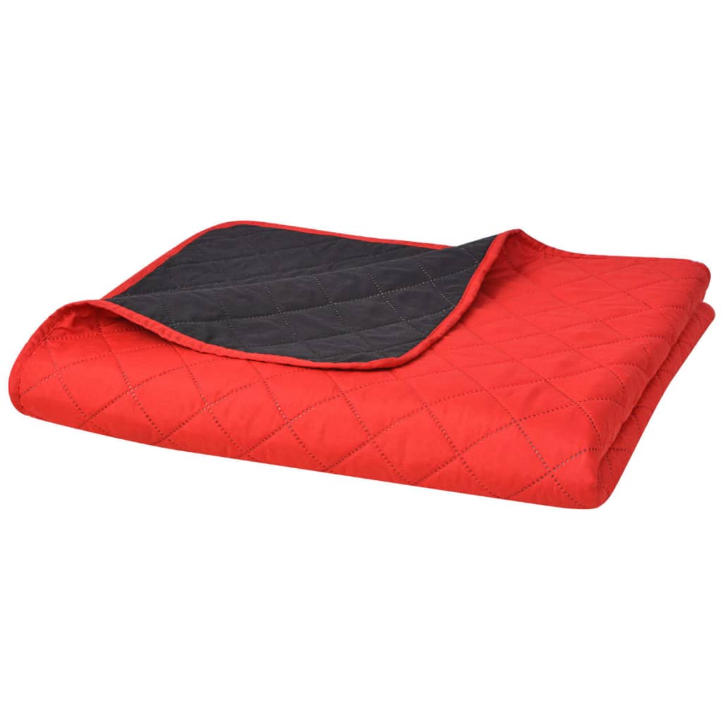 VidaXL Doppelseitige Steppdecke, Rot und Schwarz, 220 x 240 cm