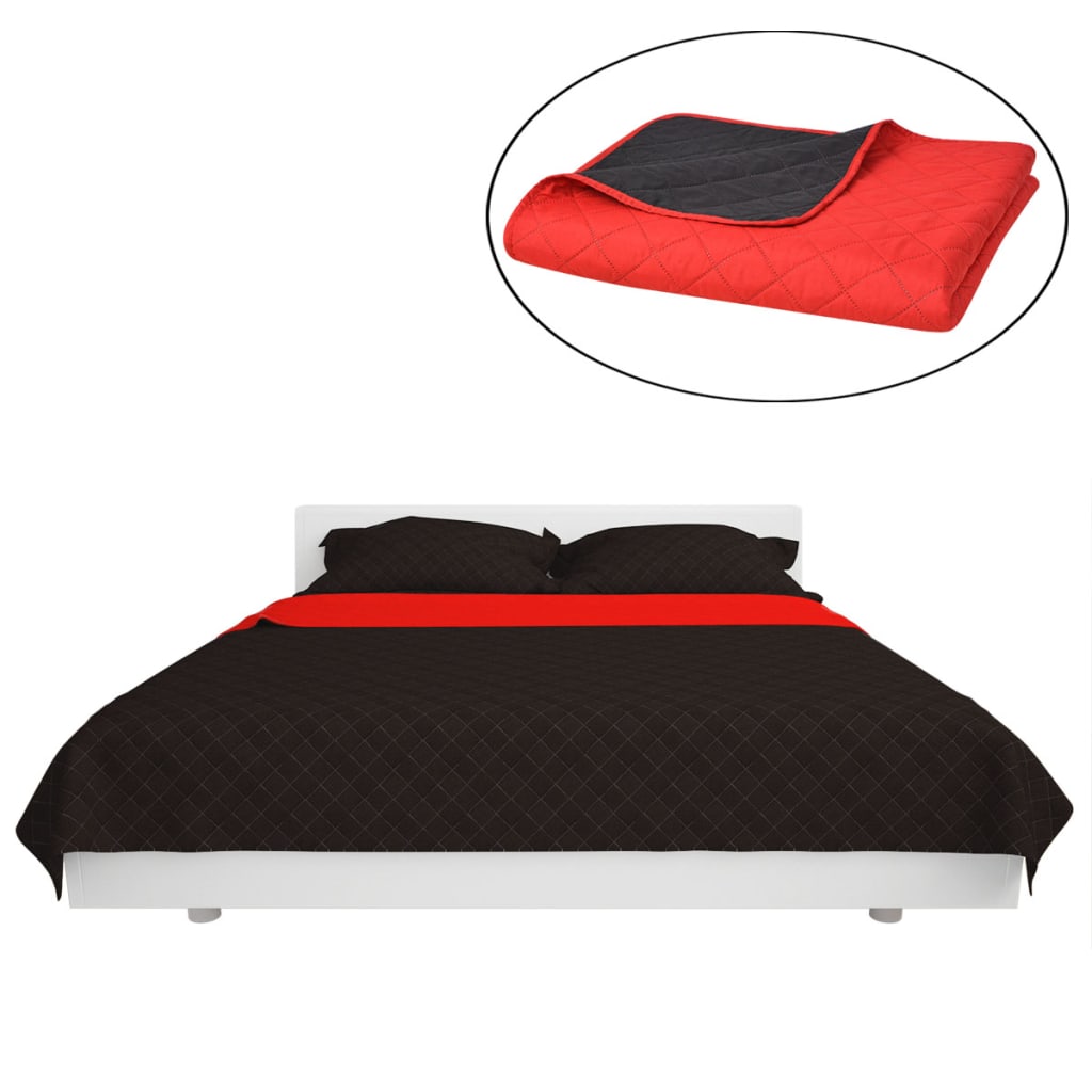 VidaXL Doppelseitige Steppdecke, Rot und Schwarz, 220 x 240 cm