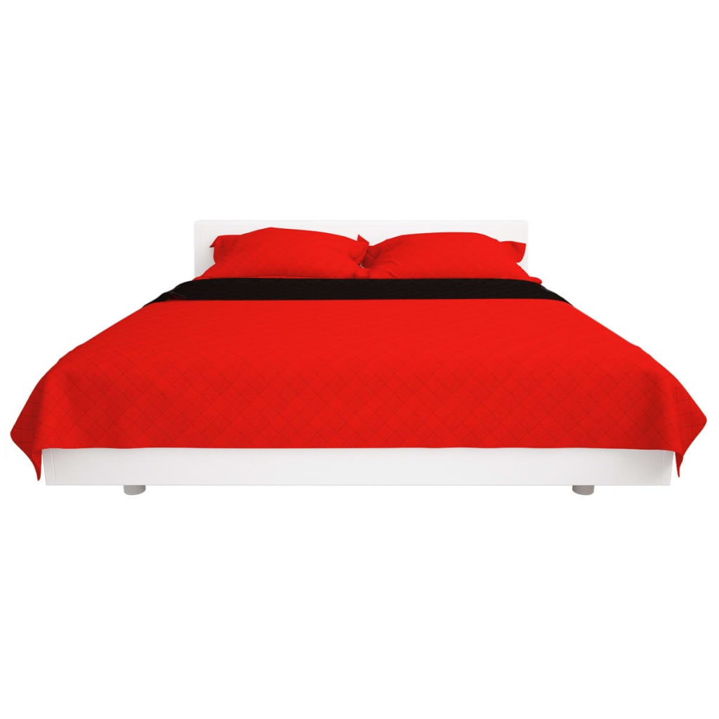VidaXL Doppelseitige Steppdecke, Rot und Schwarz, 220 x 240 cm