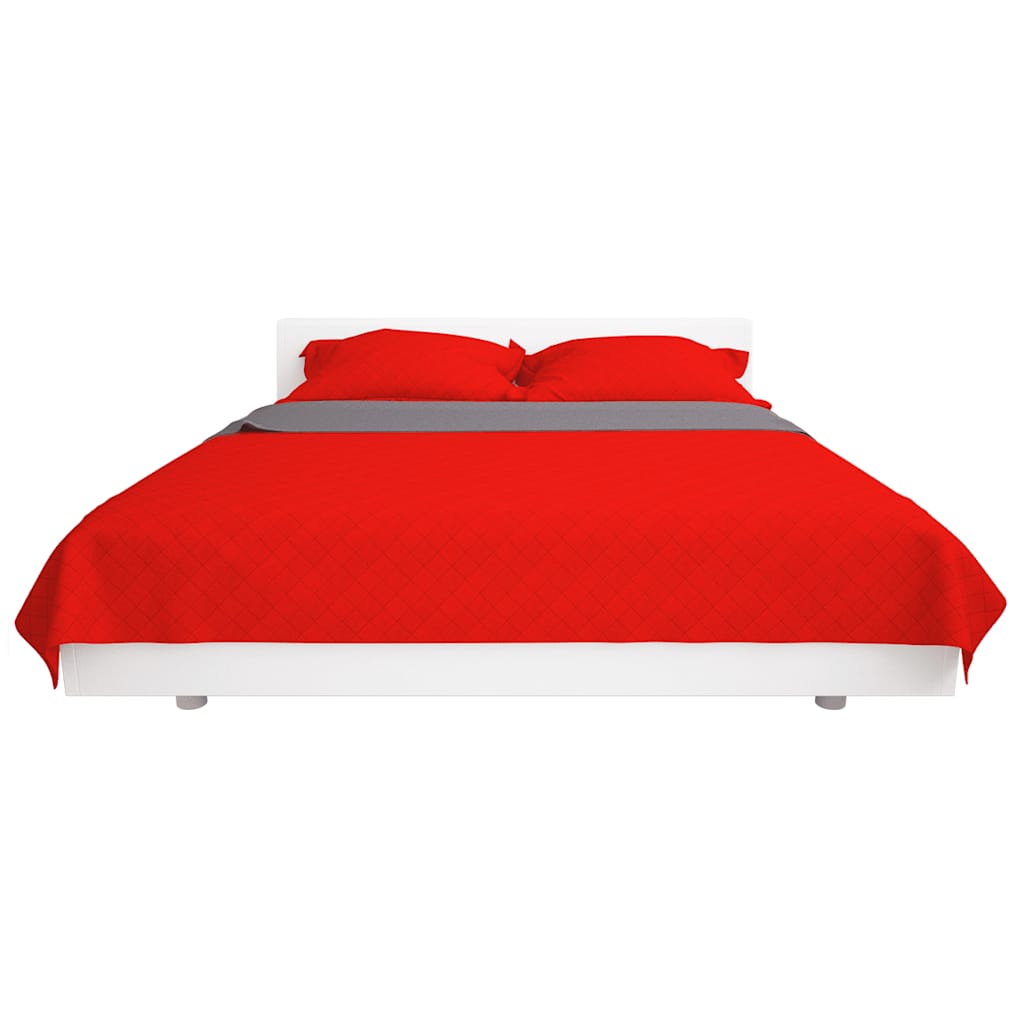 VidaXL Doppelseitige Steppdecke, Rot und Grau, 170 x 210 cm