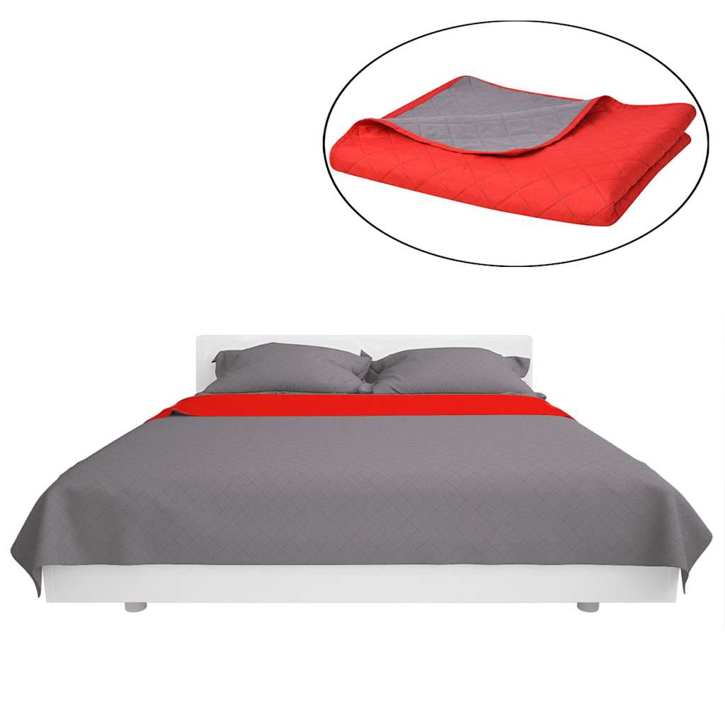 VidaXL Doppelseitige Steppdecke, Rot und Grau, 230 x 260 cm