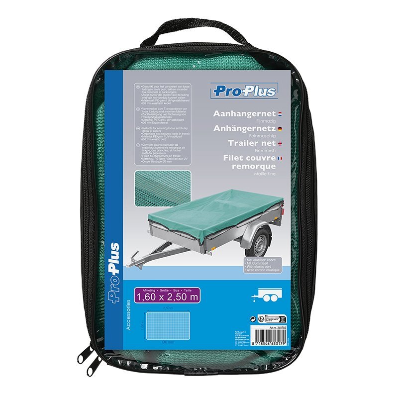 Proplus fijnmazig aanhangernet - 2,50x1,60 m - elastisch koord - groen