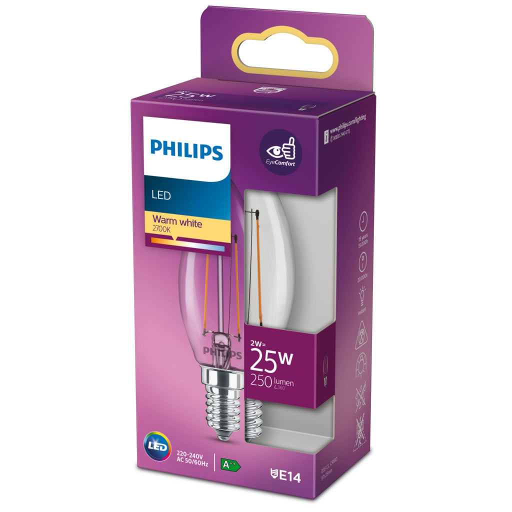 Philips led classic kaarslamp 25w b35 e14 warm wit