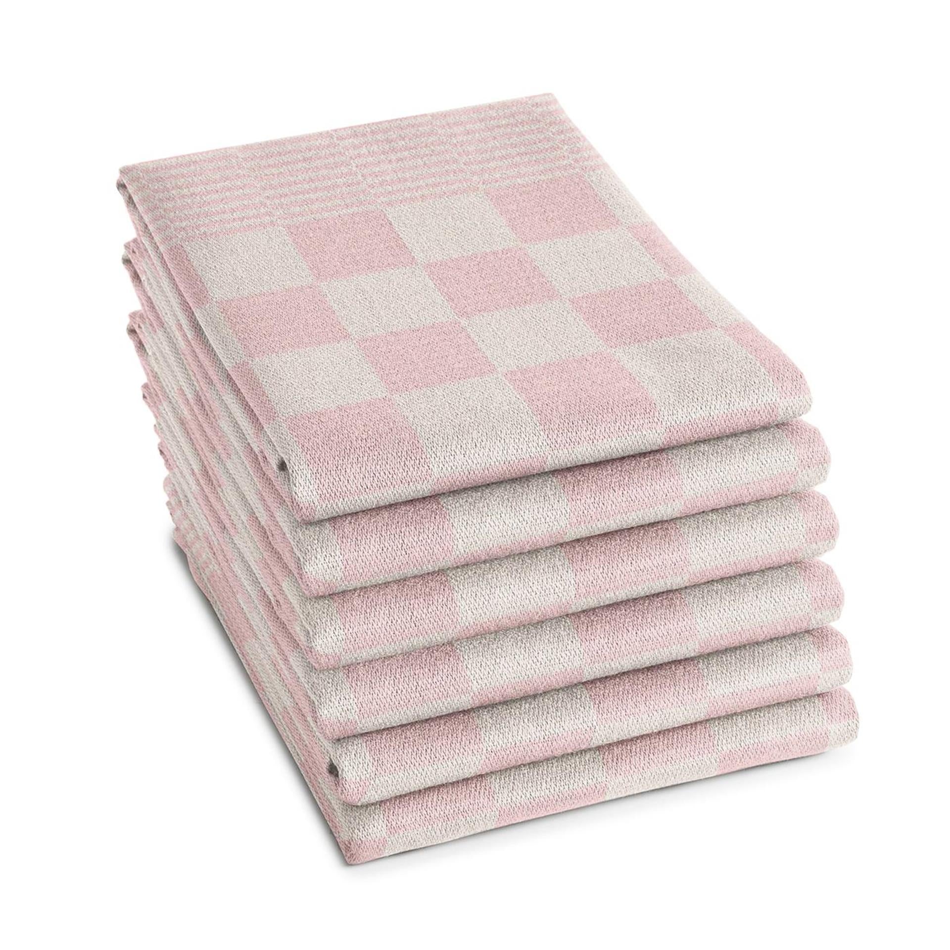 Ddddd - 6x theedoek - barbeque - 65x65 cm - pastel roze - set van 6 stuks