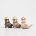 Season inspired decoration vogel met dennenappel 10x6,5x10cm 3 assorti