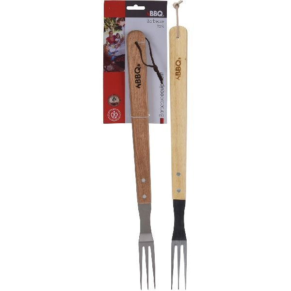 Grillgabel aus Edelstahl und Holz, 46 x 7 cm